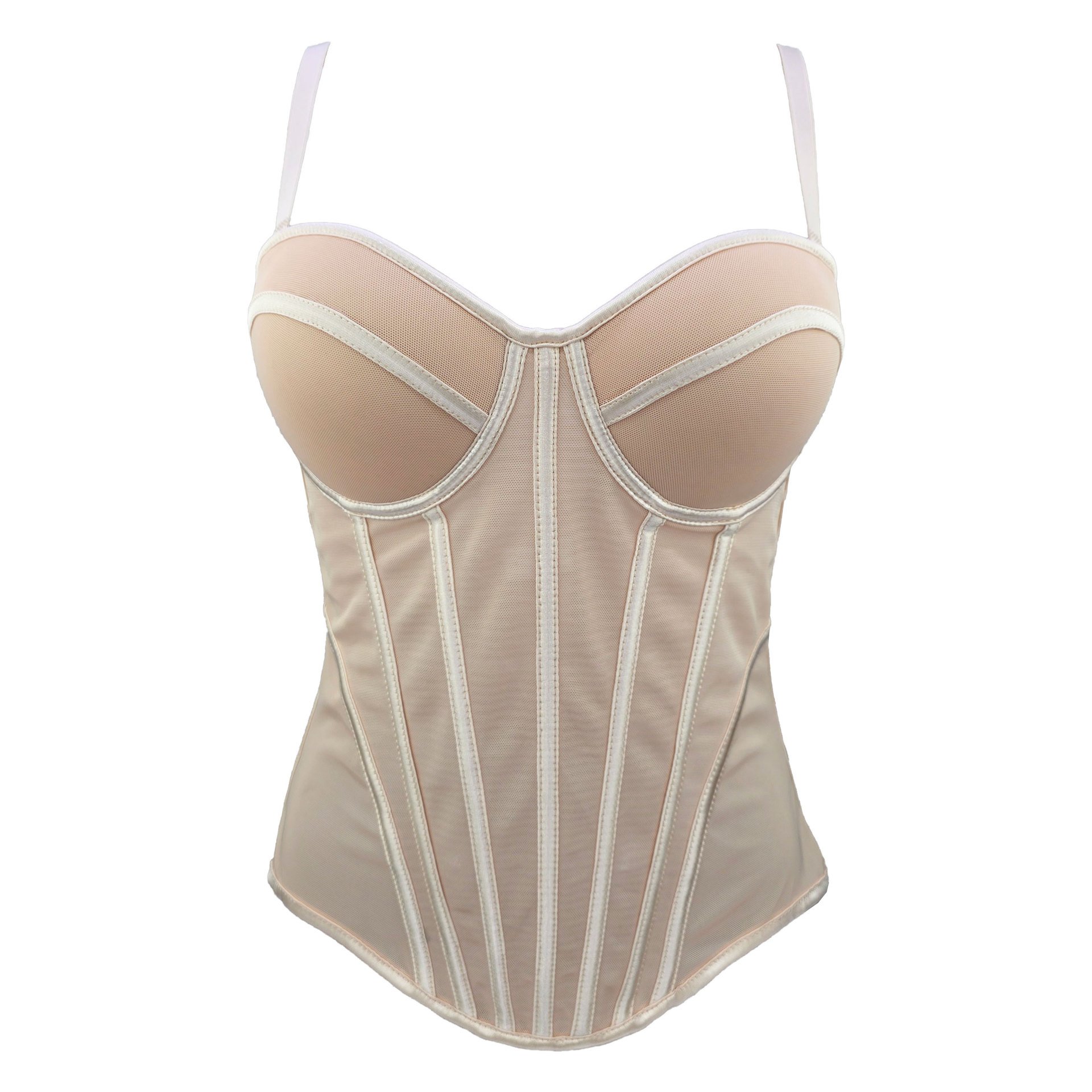 Top de Tirantes con Corsé de Malla Transparente y Varillas para Mujer image 7