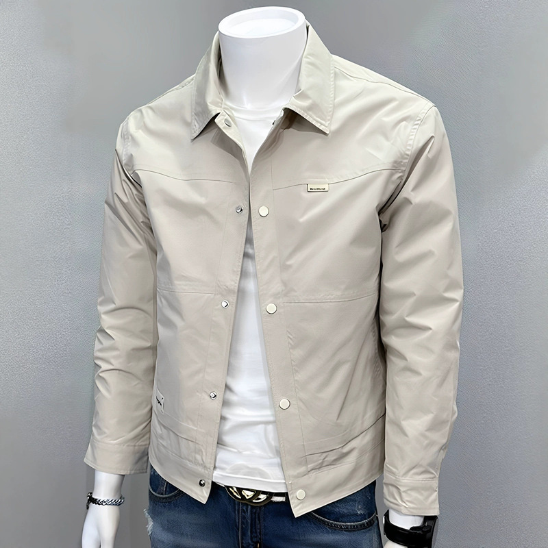 New spring and autumn jacket for men, Korean style, trendy, stylish, casual, with a simple collar, short design, versatile outerwear