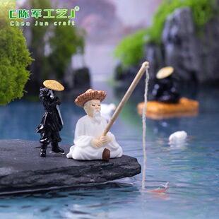 Creative Ancient-Style Knight Fishing Scene - Jiang Taigong Fishing in an Ecological Bottle DIY Decoration Hanging Accessory Miniature Landscape Ornament