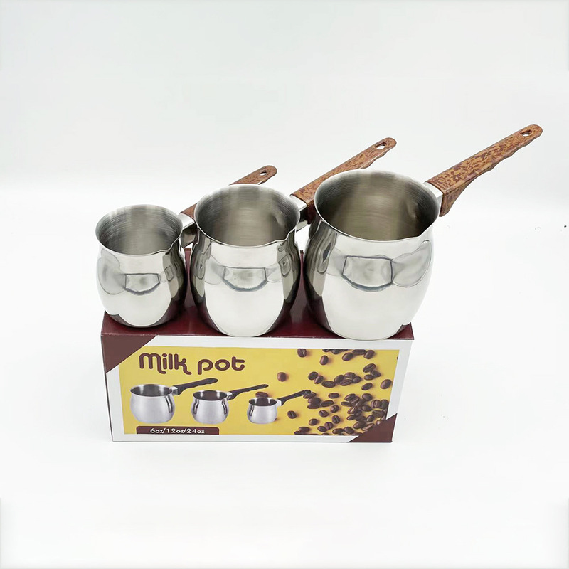 Turkish Coffee Maker Arab Saudi Set Coffee Pot Stainless Steel Steaming Cup Single-Handle Milk Boiling Utensil Turkish Coffee Maker Arab Saudi Set Coffee Pot Stainless Steel Steaming Cup Single-Handle Milk Boiling Utensil