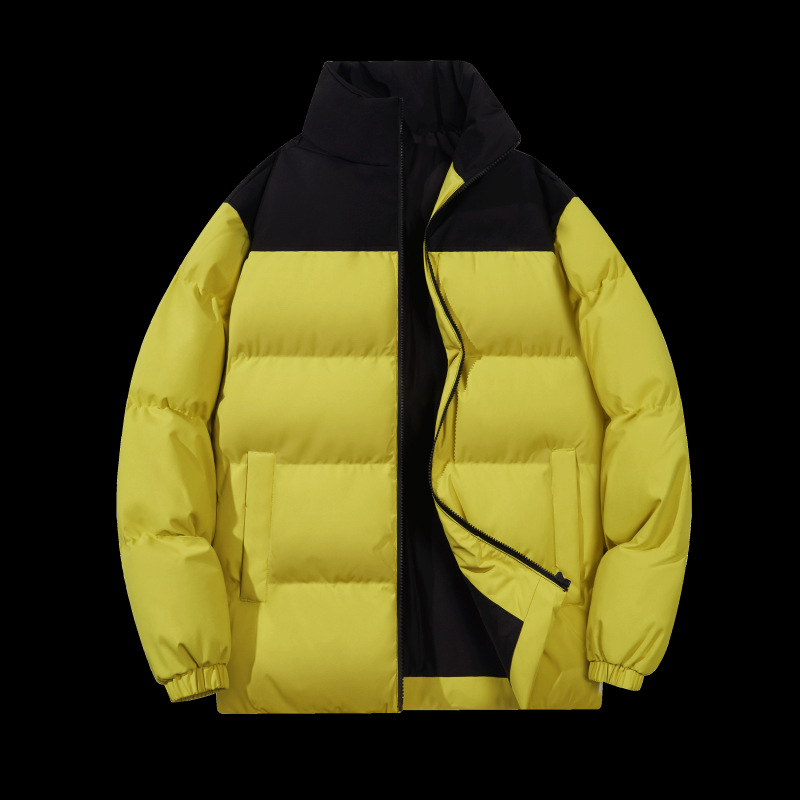 Ropa de algodón acolchada de marca de moda 2023 Invierno nuevo cardigan collar de pie cálido a prueba de viento ropa de pan suelto ropa de pareja ropa acolchada de algodón de todo fósforo