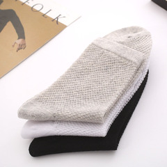 夏季新款精梳棉襪子 男士網眼薄款休閒中筒襪 純色襪子廠家直銷