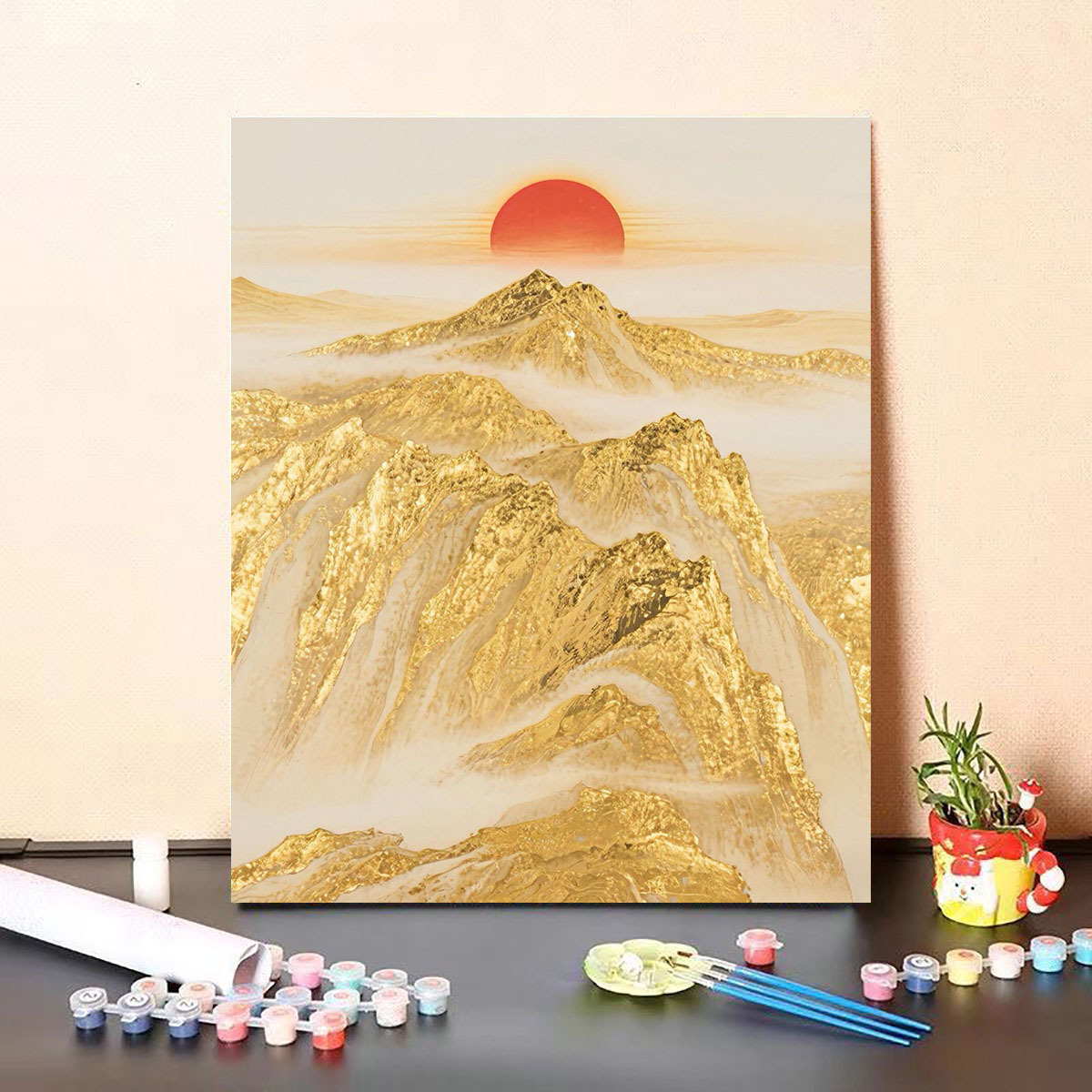 New Style Rizhao Golden Mountain Silver Mountain Digital Painting DIY Landscape Painting Hand-Painted Coloring Healing Stress Relief High-Value Wall Art