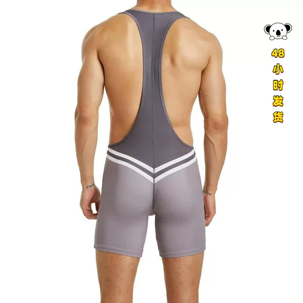 D 27108 Men's Bodysuit Vest Shorts Men's One-Piece Shorts