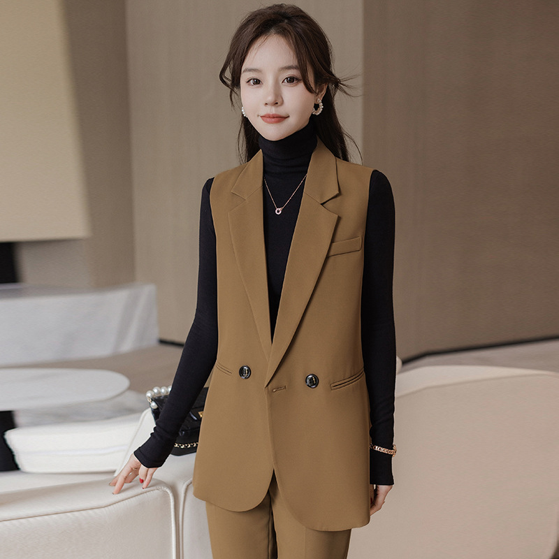 Brown suit vest suit women's 2023 Spring and Autumn new small casual temperament vest vest jacket