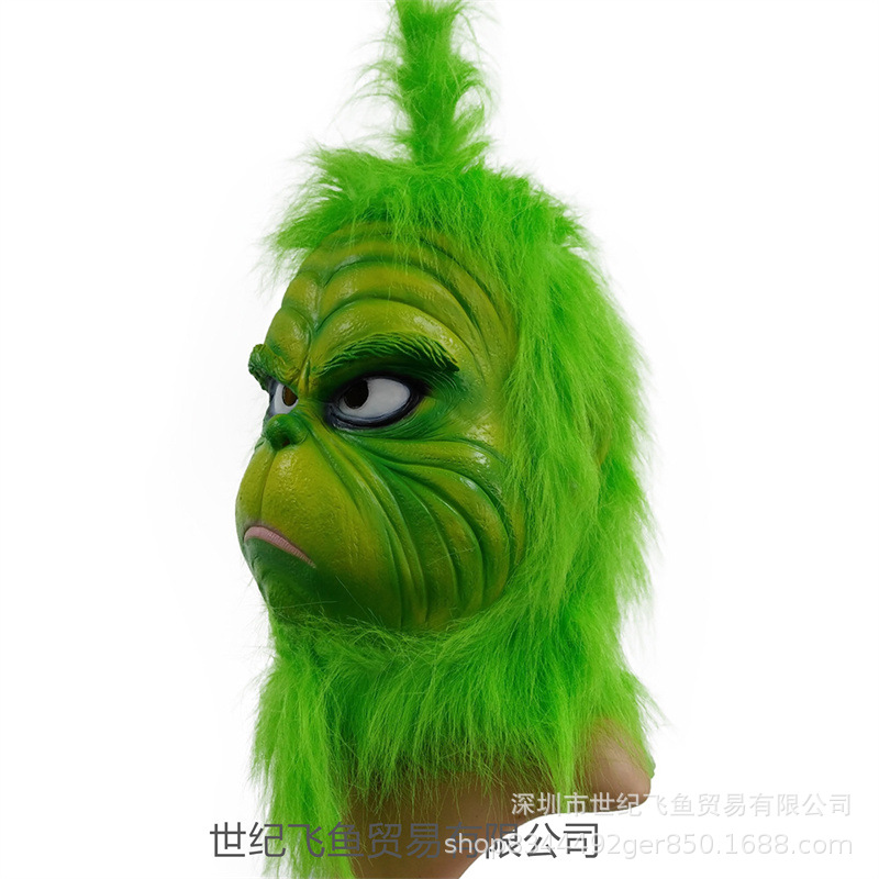 Máscara de Grinch de pelo verde de Halloween