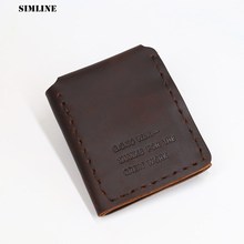 SIMLINE Genuine Leather Men Wallet Vintage Handmade Crazy H