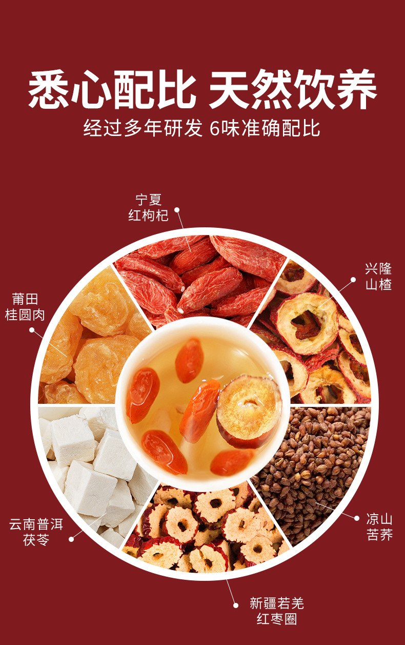 Guiyuan Hongzao Gouqi Herbal Tea Gift Set 15 Small Jars Nourishing Wellness Tea key features