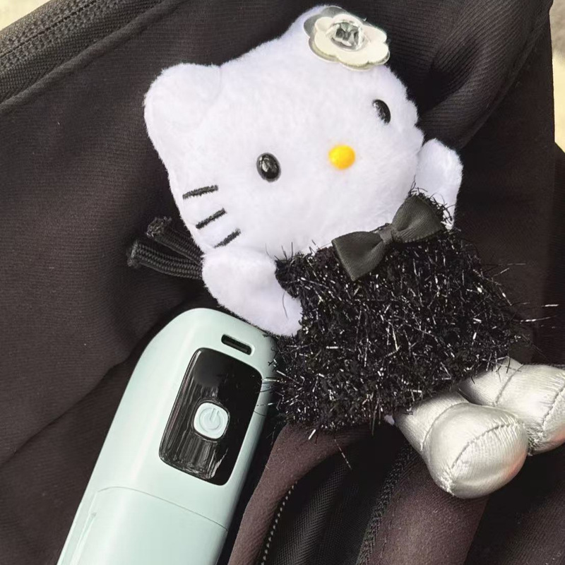 黑色闪裙hello kitty挂件哈喽包包玩偶书包挂饰公仔钥匙毛绒hallo|undefined