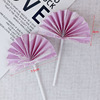 New national wind cake decorative kapok paper folding fan new Chinese ancient style cake decorative dessert plug -in fan