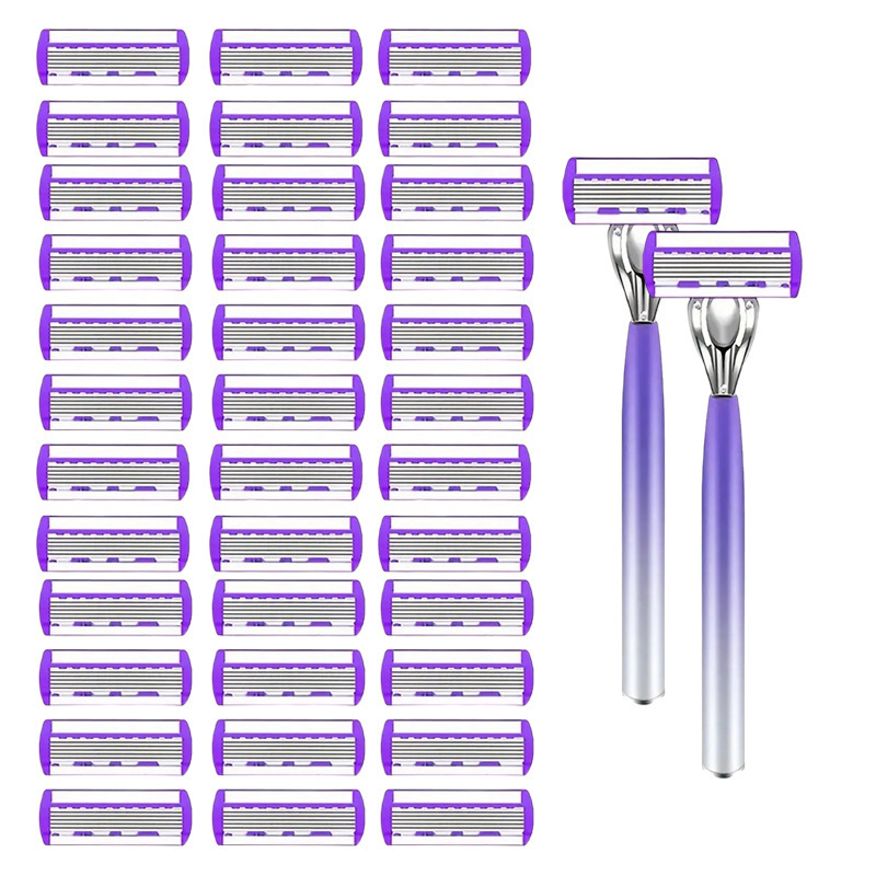 Six-blade razor, women's manual shaving razor, metal blade holder, razor blade, cross-border wholesale