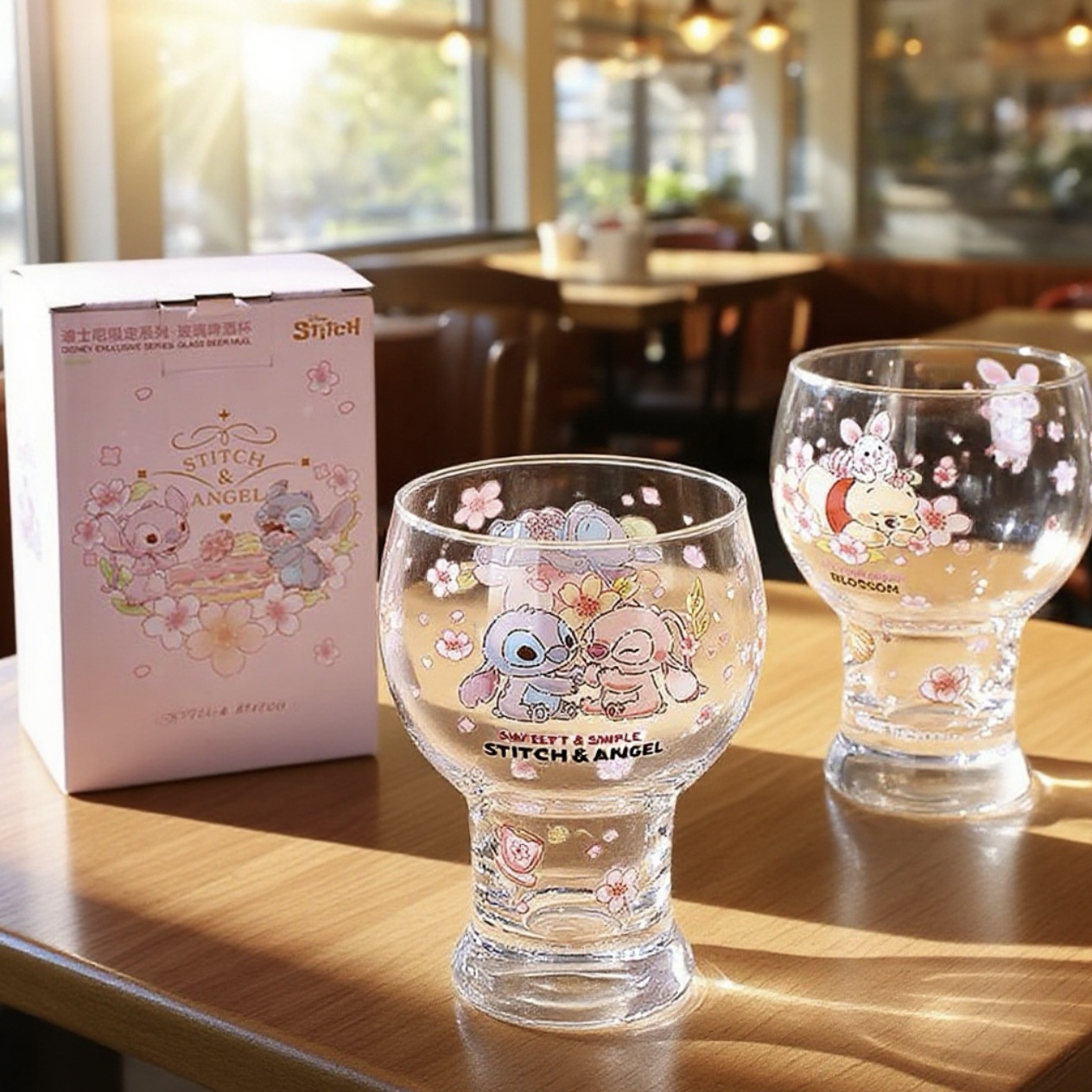 Taza de vidrio de celebridades de Internet de Disney Stitch, taza de cerveza de celebridades de Internet de dibujos animados para el hogar de gran capacidad, taza de bebida de alto valor