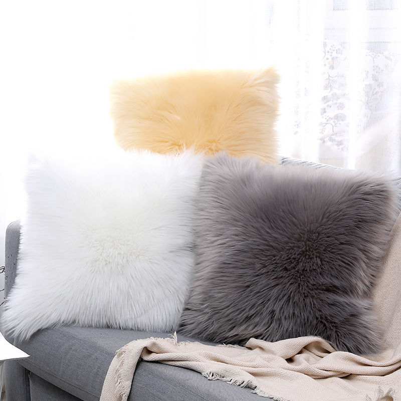 Plush Pillow with Insert, Faux Wool Cushion, Ins-Style Sofa Headboard Plush Pillow, Pillowcase, Plush Cushion Plush Pillow with Insert, Faux Wool Cushion, Ins-Style Sofa Headboard Plush Pillow, Pillowcase, Plush Cushion