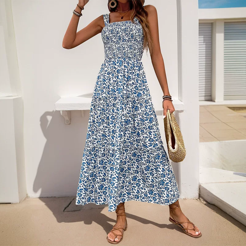 Летний slip dress, симпатичный гидролат, европейский стиль, новая коллекция, цветочный рисунок, открытая спина