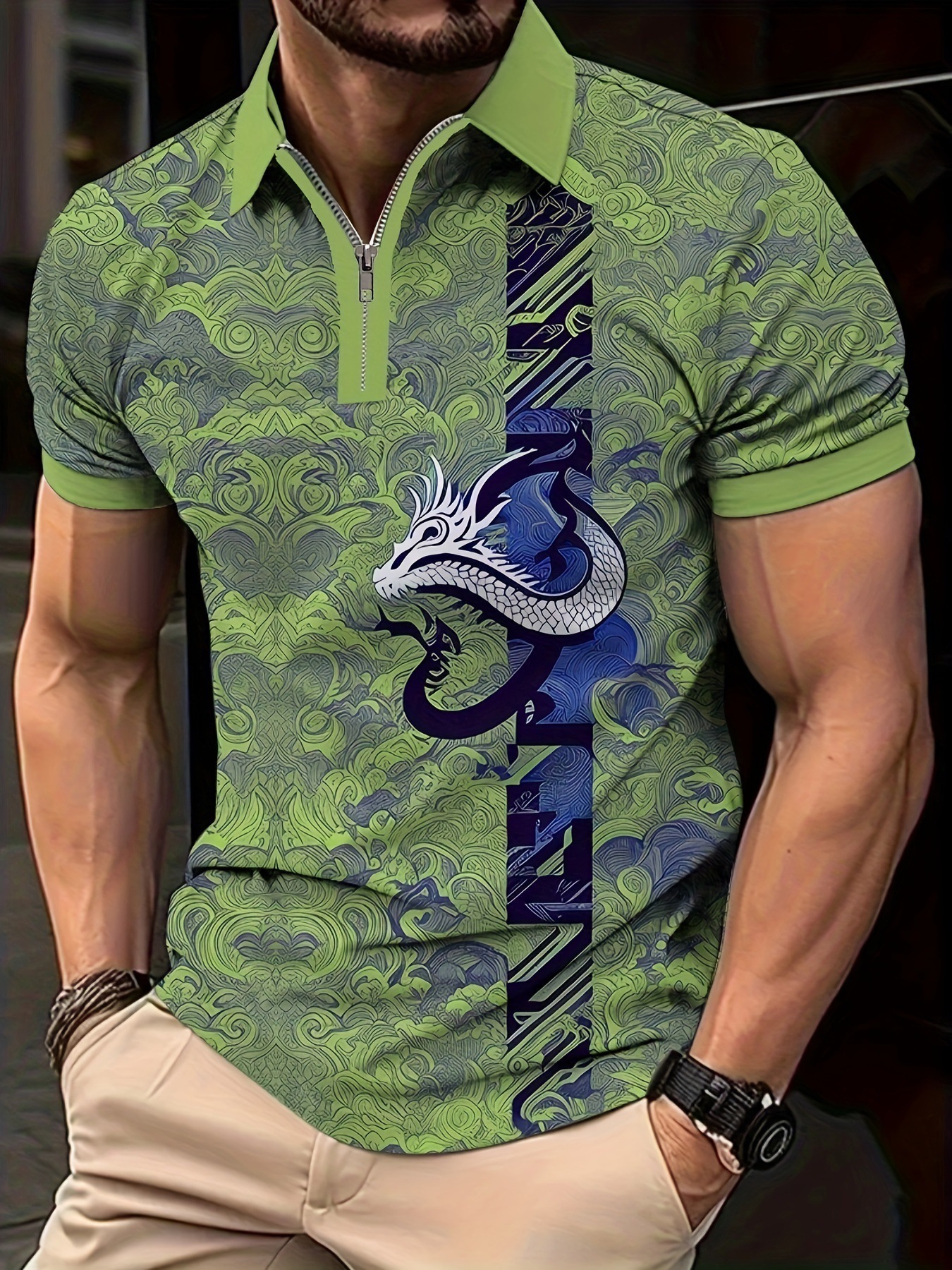 Ropa de hombre verano nueva tendencia tendencia suelta tendencia de moda alta calidad manga corta cremallera POLO camisa MB13