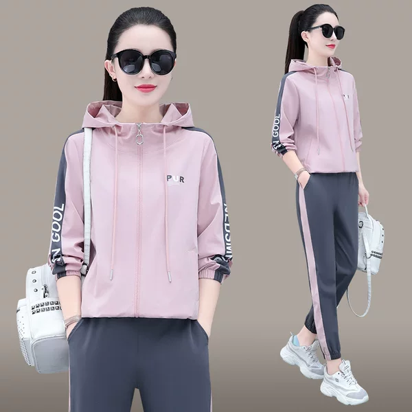 Hooded Sweater Set Women's Spring and Autumn 2023 New Arrival Fashionable Korean Style Running Casual Sportswear Two-Piece Set