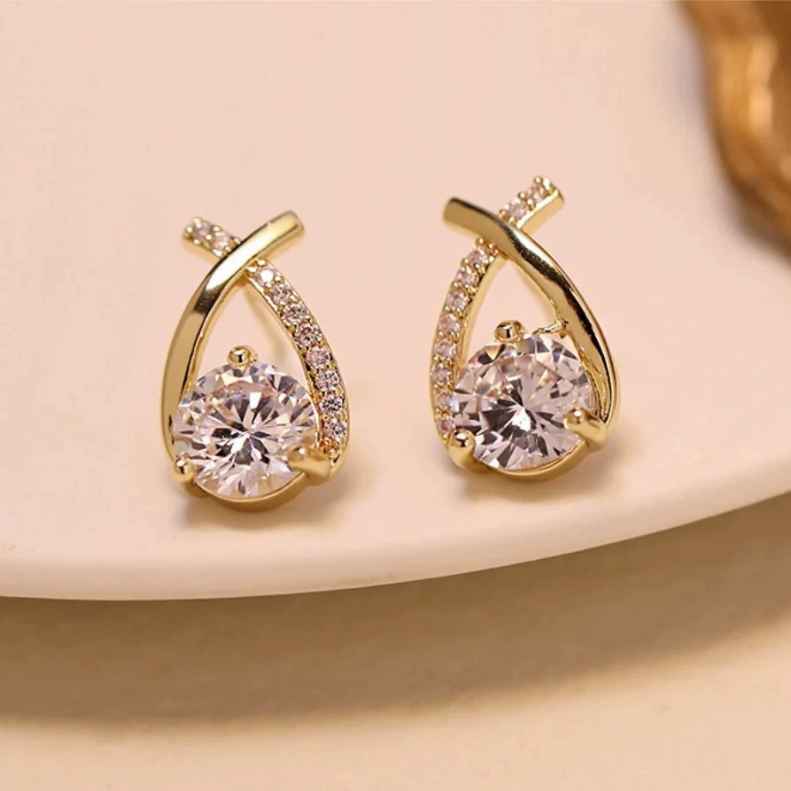 Fashionable fresh earrings, accessory, silver 925 sample, city style, 750 sample gold, wholesale