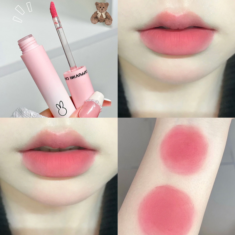 Cappuvini Macaron Powder Liquor Lips, esmalte mate con superficie de niebla, lipstick de terciopelo duradero.