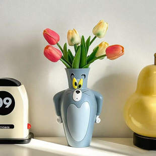Creative Cartoon Tom Cat Vase, Interesting and Personalized Home Living Room Entrance Desktop High-End Decorative Vase Display
