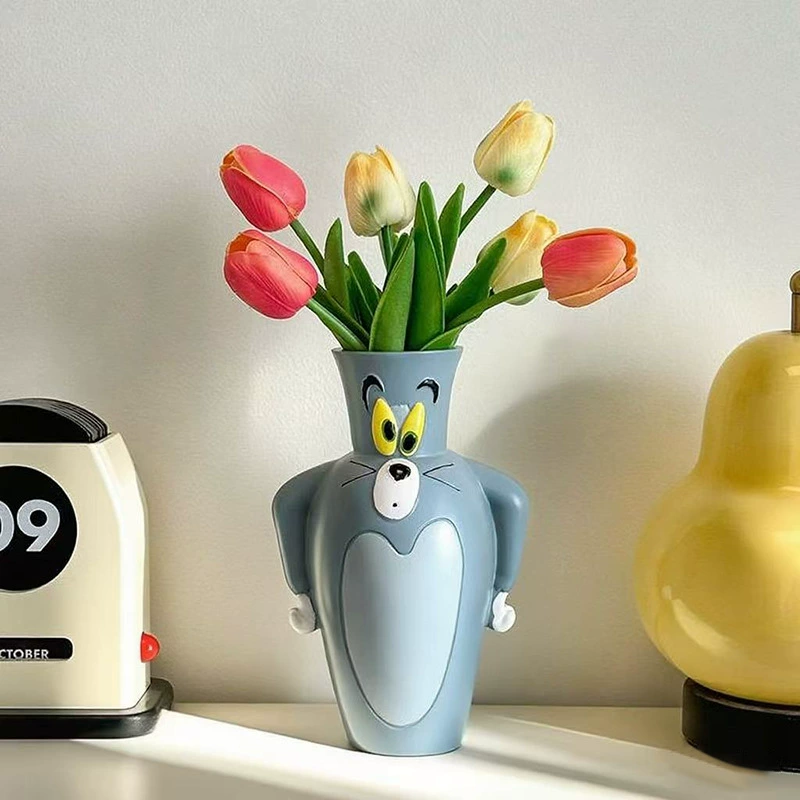 Креативная мультяшная ваза с котом Томом, интересная и персонализированная домашняя гостиная, вход на рабочий стол, высококачественная декоративная ваза для дисплея