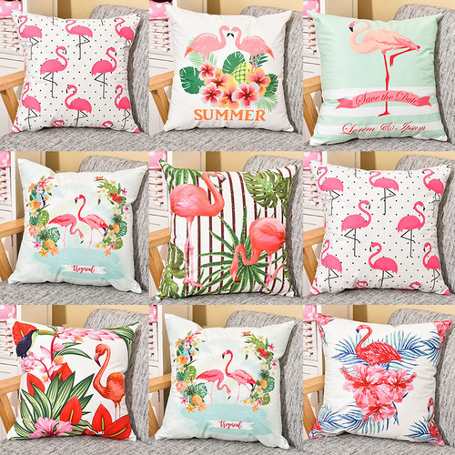 Small fresh flamingo American pastoral Nordic style pillow set car sofa cushion pillow cover does not include pillow core
