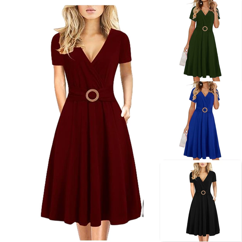 Independent Station 24 весенне-летнее Новое Женское платье средней длины Amazon многоцветная юбка разных размеров оптом AliExpress Внешняя торговля оптом