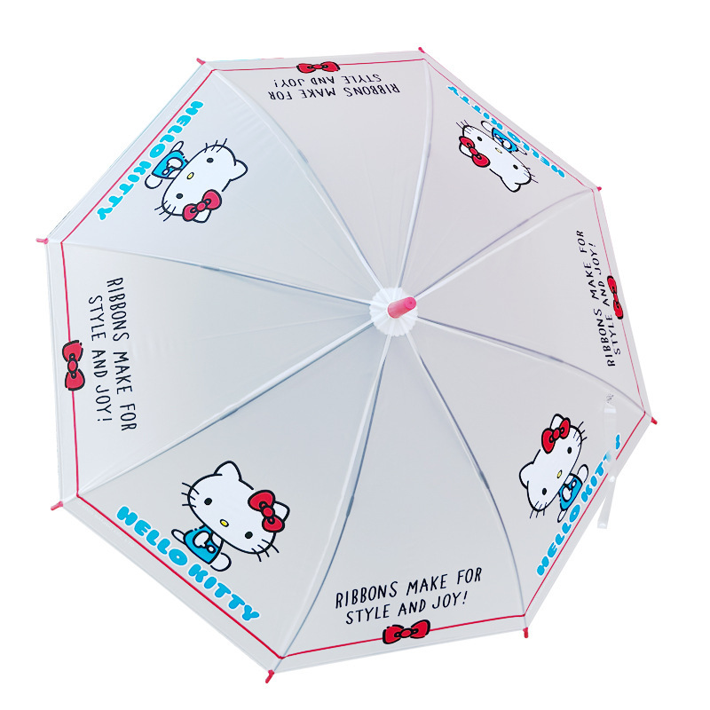正版hellokitty磨砂透明雨伞长柄伞kt凯蒂猫儿童小学生可爱直杆伞|undefined