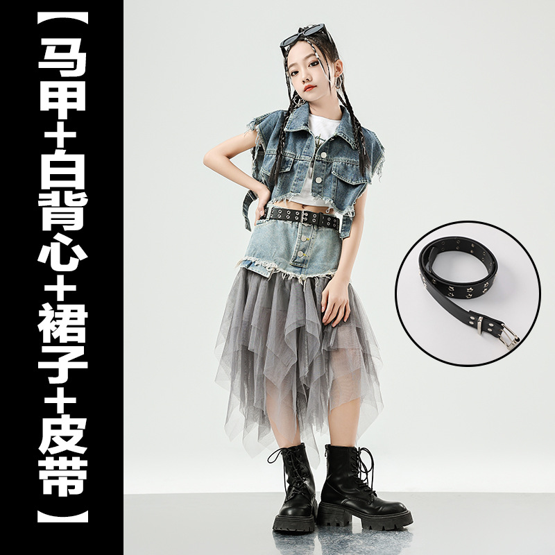 ジャズダンスの服装の女の子の街のダンスのファッション服の子供のジャズのショーのカウボーイのファッション服の女性団のダンスの衣装のスーツ