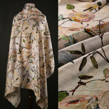 新中式数码印花天丝麻 油画玫瑰 锦棉布料国风旗袍连衣裙服装面料