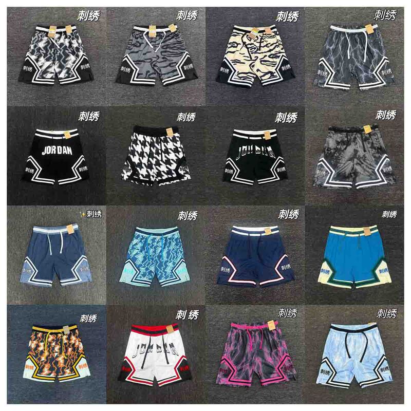 Embroidered AJ Air Jordan shorts, American basketball style, knee-length quarter-length pants with pockets, running sports pants, quick-dry and breathable Embroidered AJ Air Jordan shorts, American basketball style, knee-length quarter-length pants with pockets, running sports pants, quick-dry and breathable