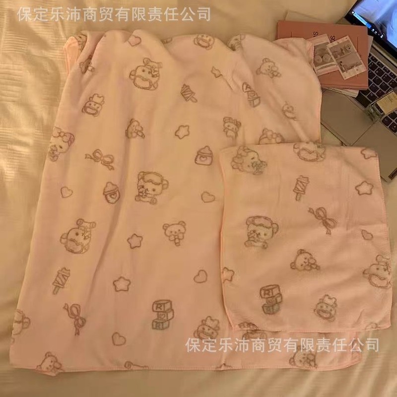 轻松熊棉花糖猫珊瑚绒午睡盖毯毛毯可爱柔软宿舍空调毯办公盖腿毯|undefined