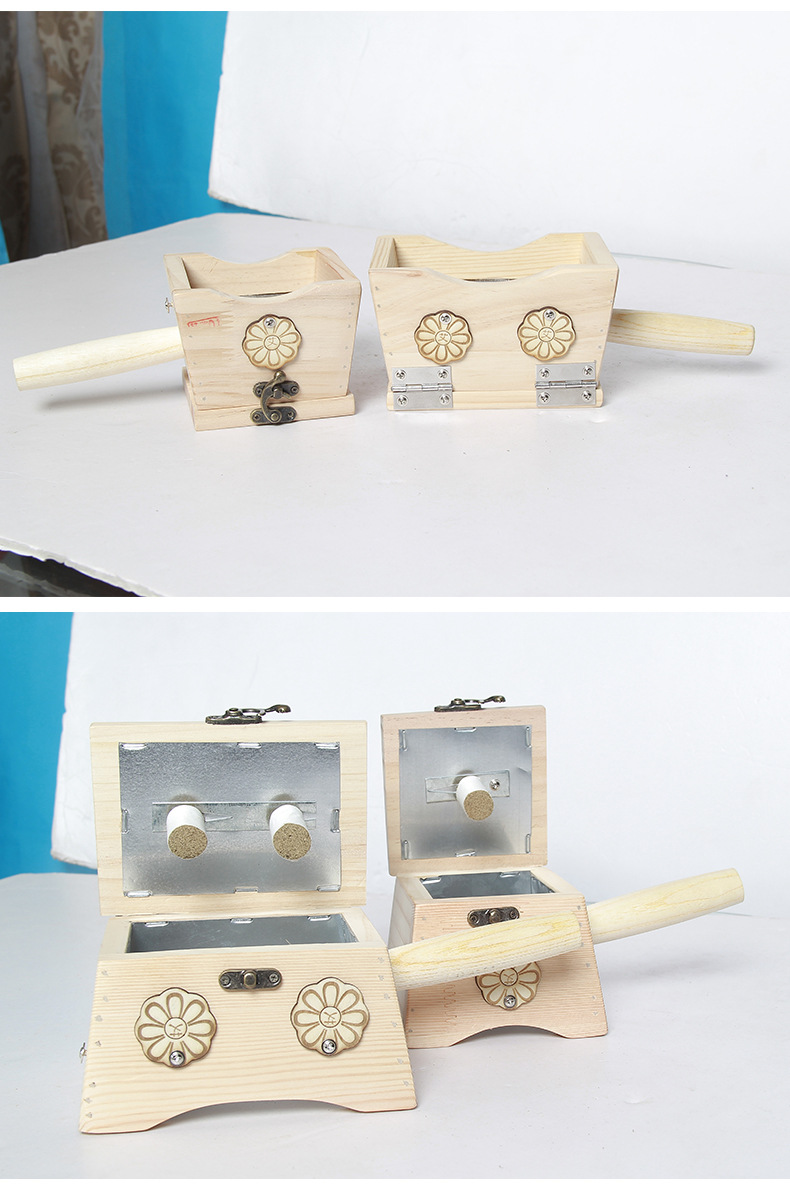 Wooden Moxibustion Box Single Hole Portable Ai Jiu 艾灸 Warm Therapy Device for Body and Abdomen 24x16x12 cm preparation