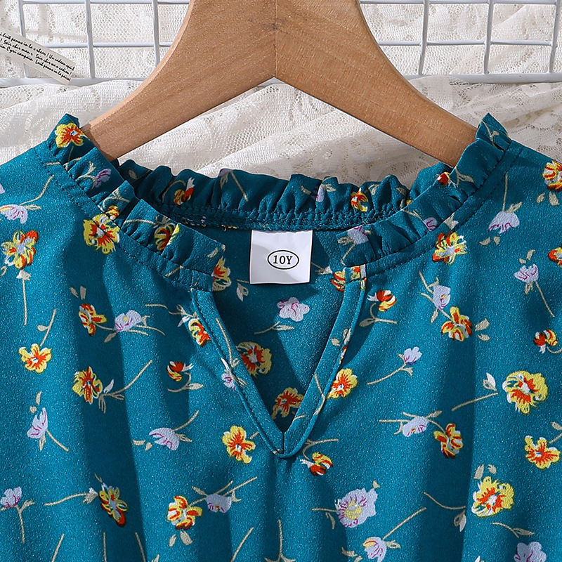 Mädchen Blumen Kleid Langarm Herbst Prinzessinnen Look_voghion.com