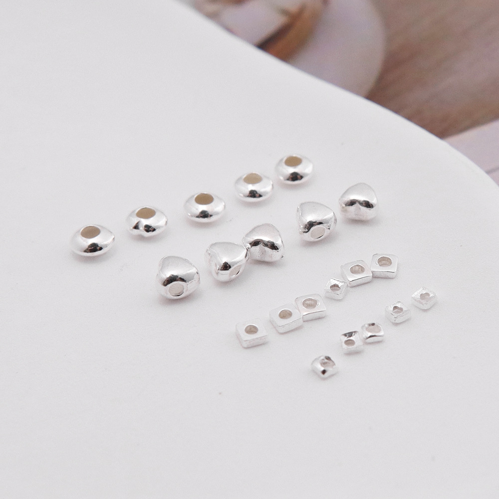 1 Piece Quantity 925 Sterling Silver Material 1 Piece 1.5mm 2MM Diameter 3mm 925 Sterling Silver Round Square Heart Shape DIY Jewelry Accessories Beads