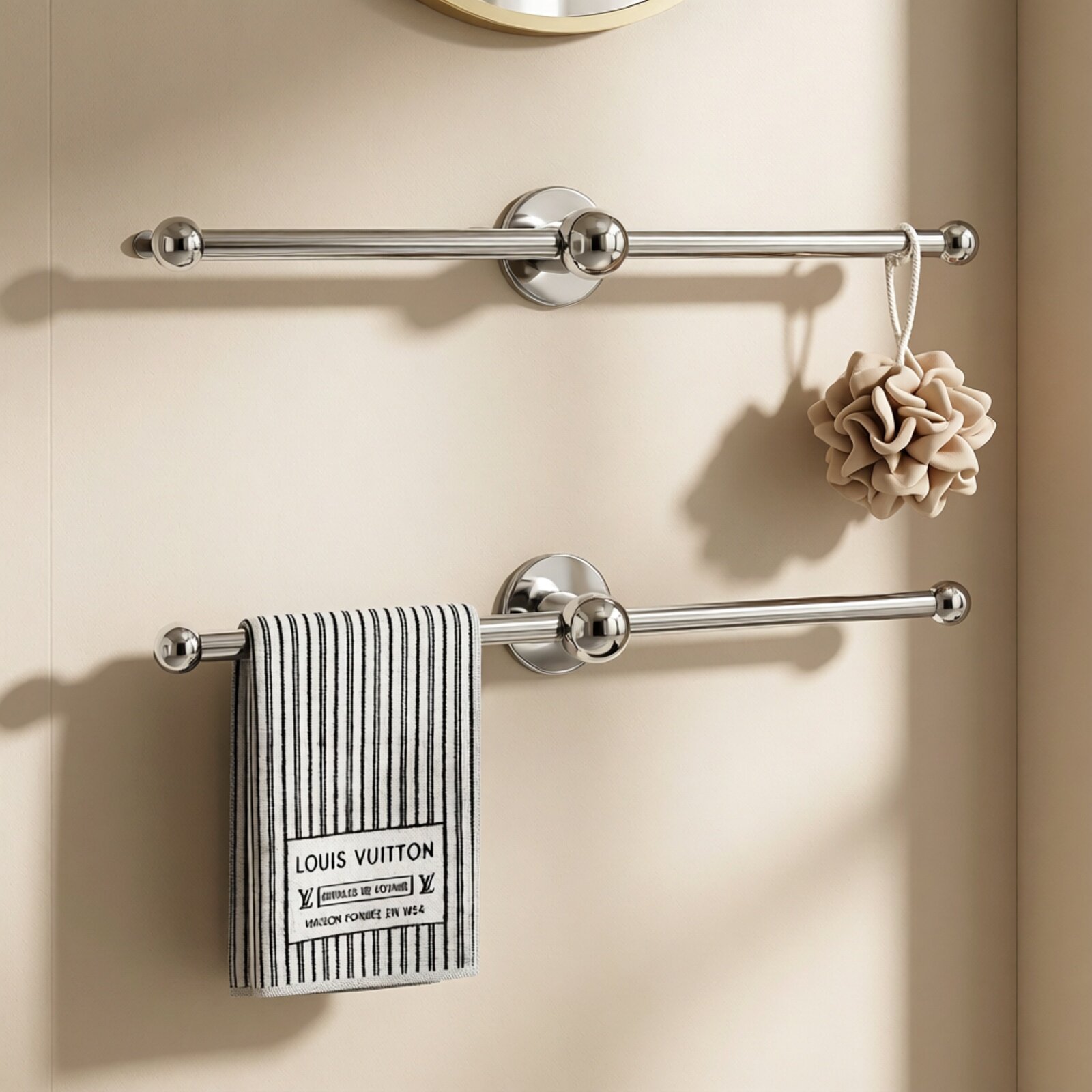 Suction Cup Towel Rack, No-Drill Single Rod Stainless Steel Towel Bar for Bathroom, Toilet, and Washroom
