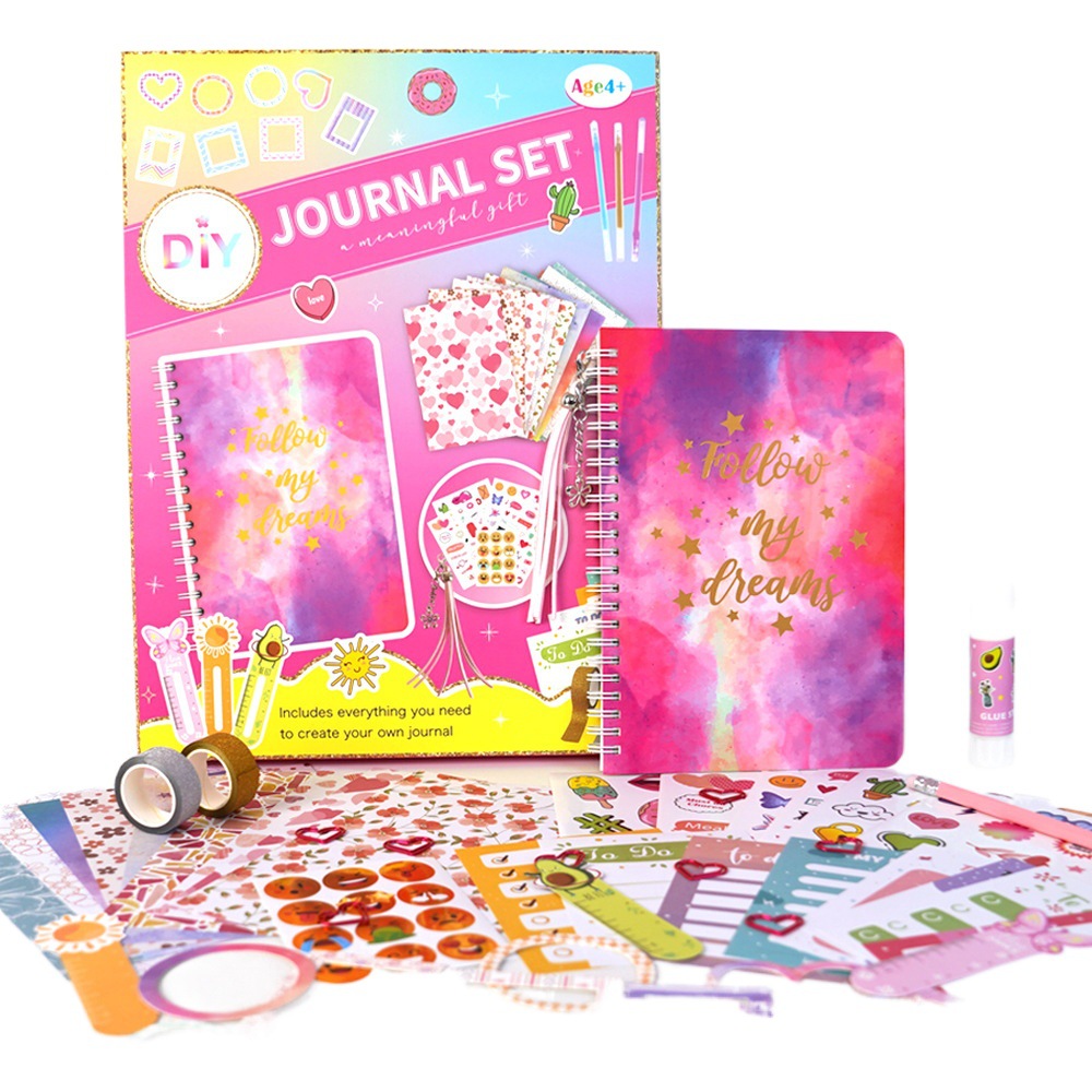 Cross-border DIY conjunto diario Rosa caja de regalo scrapbook pegatinas niños diario traje