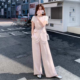 超火穿搭一套女式套装2026夏季圆领无袖马甲上衣轻奢阔腿裤三件套
