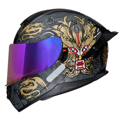 full helmet unisex electric, Motosiklet kaskı (dəbilqə) - chinese-dragon-colored-mirror-m