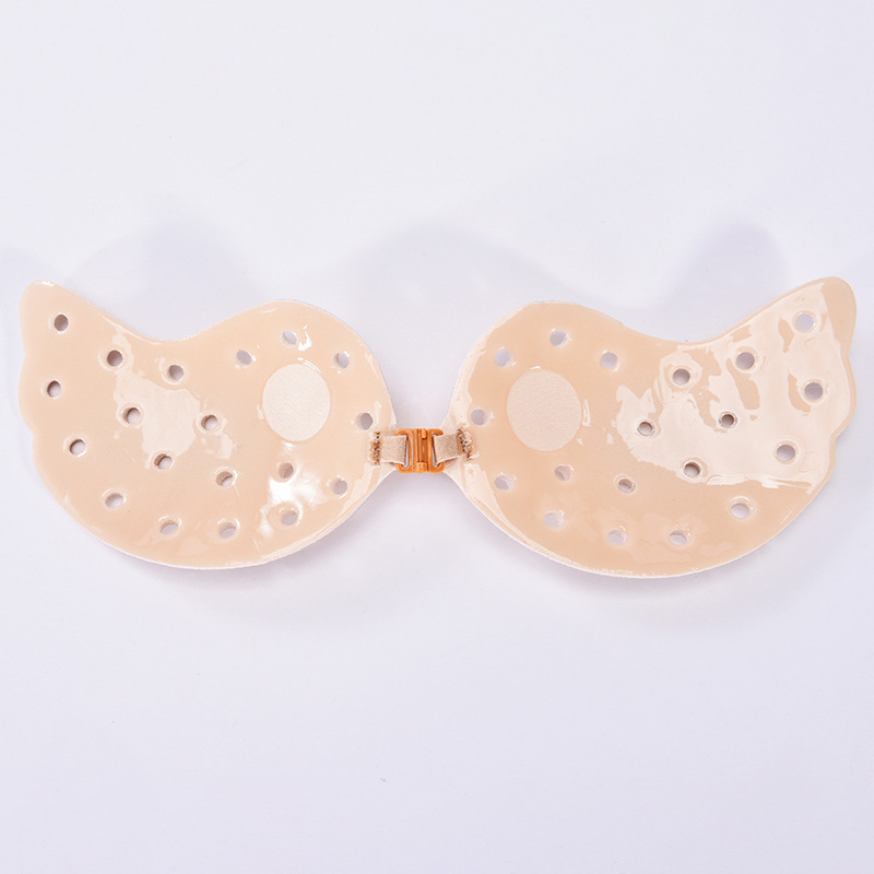 Pierced, breathable, invisible bra—strapless, thin push-up chest pads—anti-exposure, anti-bulge—women's slip dress-style lingerie.