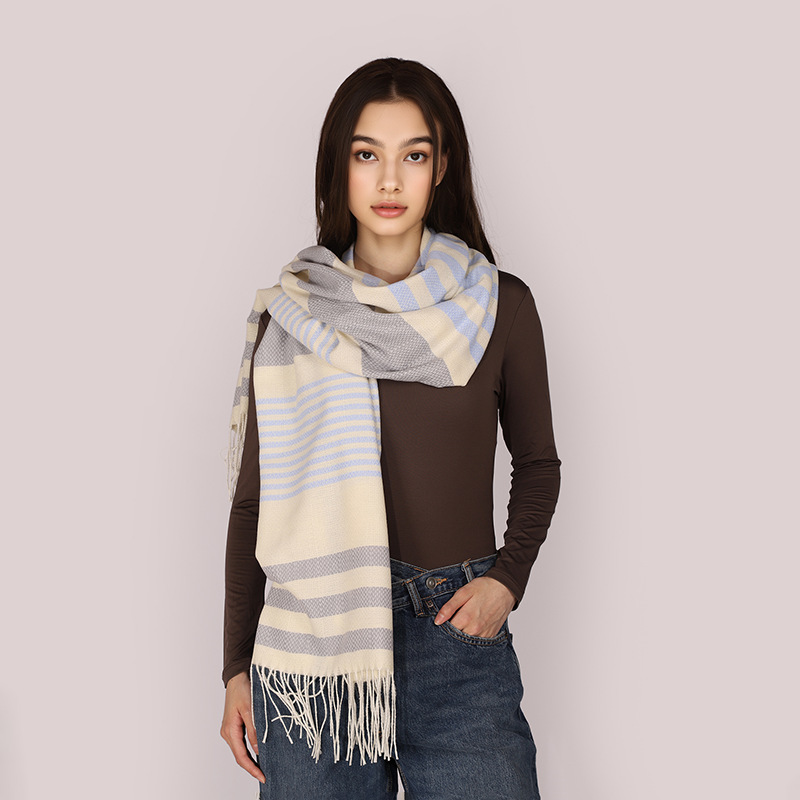 La hija mayor de Meilad, otoño y invierno, una sensación de atmósfera de moda, una gran rejilla imitación de cachemira, una bufalla caliente y gruesa, un color de combinación