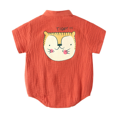 Newborn Baby Triangular Bodysuit, Short Sleeve, Open-Back Summer Pajamas for Crawling