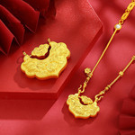 足金999双鱼锦鲤锁包吊坠平安锁本命年古法长命锁黄金项链礼物