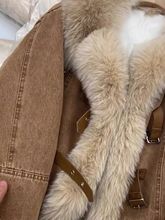 大毛领牛仔夹棉外套女秋冬款韩系小香风感超好看棉服加厚保暖