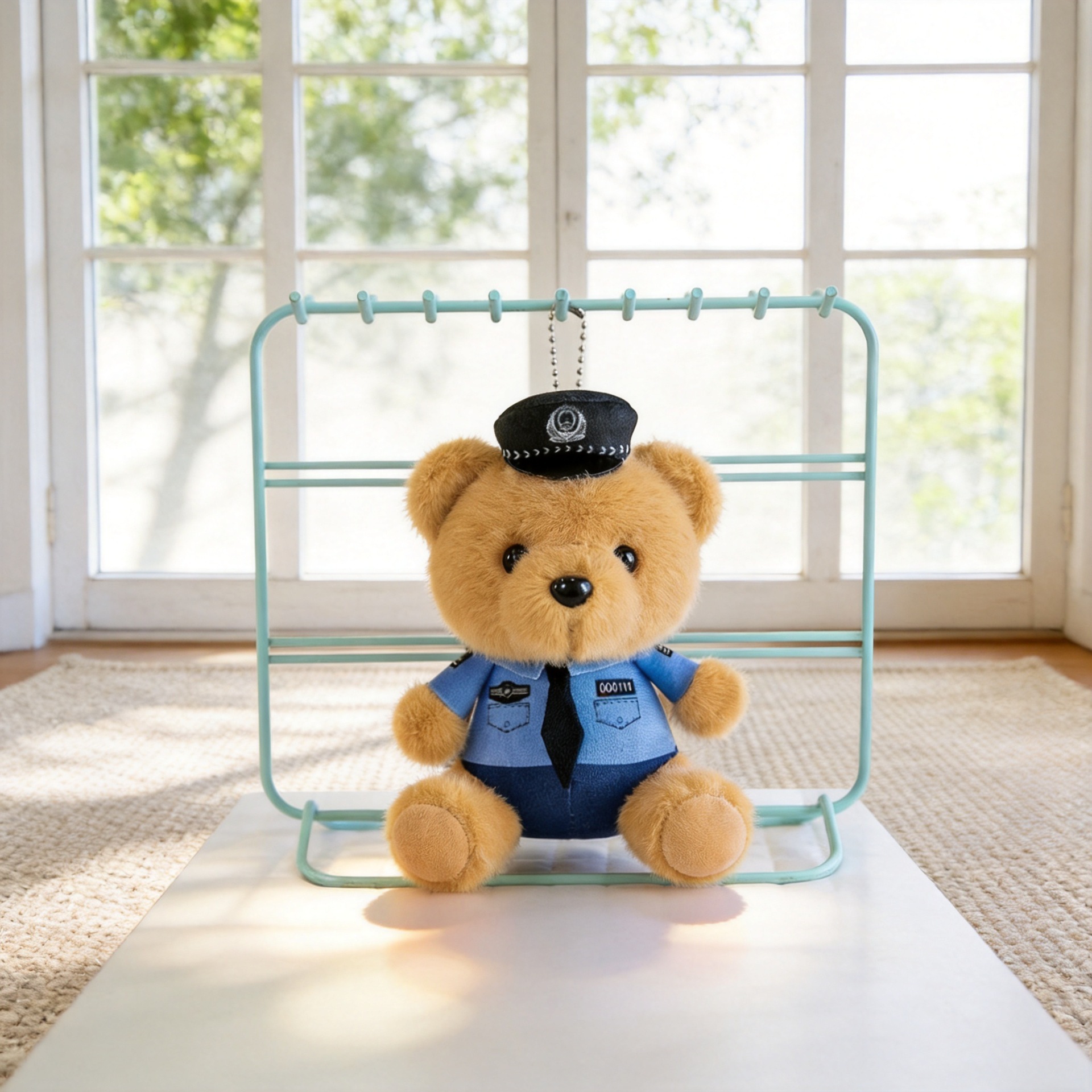 Colgante de peluche de oso de policía pequeña muñeca de peluche colgante de muñeca bolso colgante de llaver colgante de policía de tráfico oso pequeño colgante