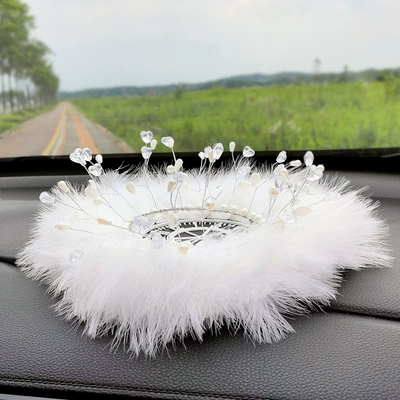 Dream Bubble Car White: Anti-slip mat - white-love-double-thin-feather-mat-round