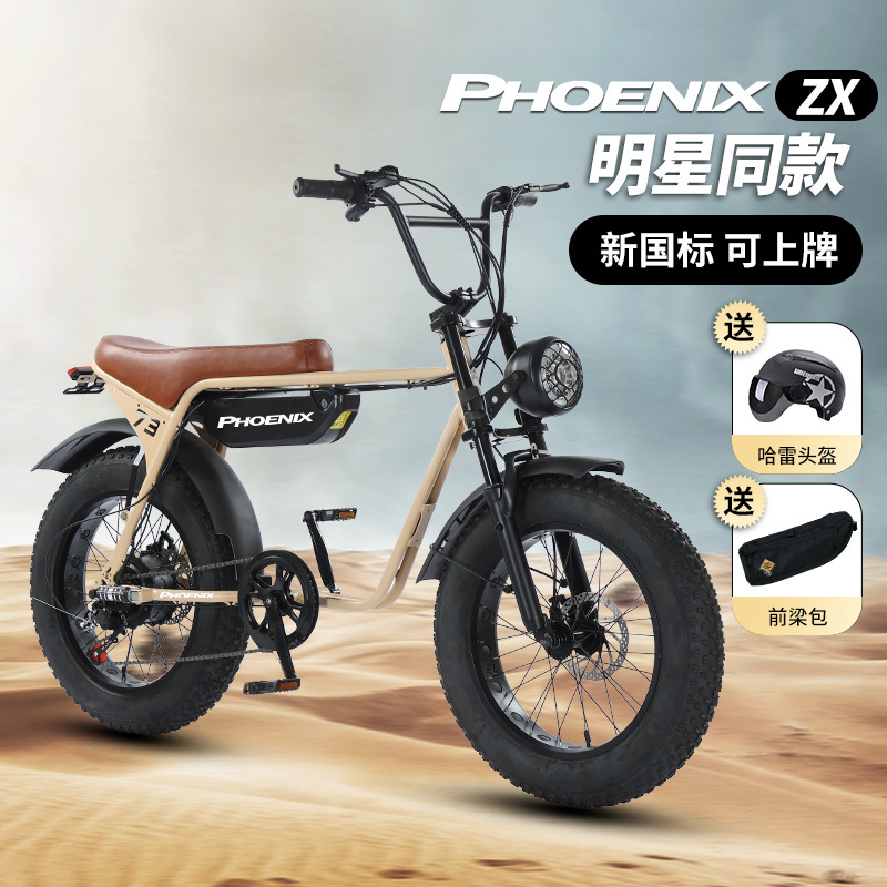 Super73 Style Electric Motorcycle for Off-Road Use, Suitable for Adults and Students, Mountain Electric Bike with Power Assist, Black Knight Delivery Electric Vehicle