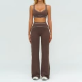 7028 bra + 7028-2 wide-leg pants—dark brown