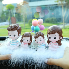 Car Accessories Parent-Child Yoga Family Portrait New Cute Cartoon Doll Resin Car Ornament Family of Four New