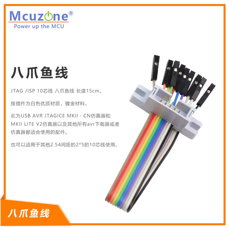 JTAG isp 线 10芯线 八爪鱼线 15cm 2.54mm间距 2*5