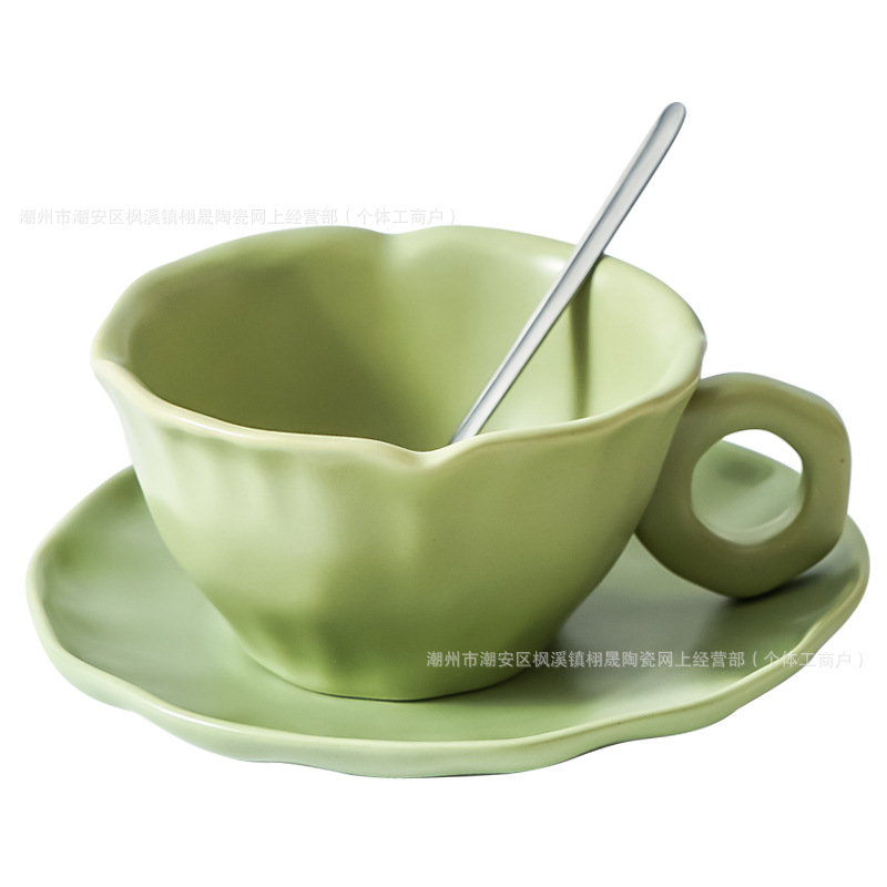 Tazas de café de alta belleza flor cerámica set de tazas de té de la tarde tazas de plato irregular tazas de agua tazas de alta calidad